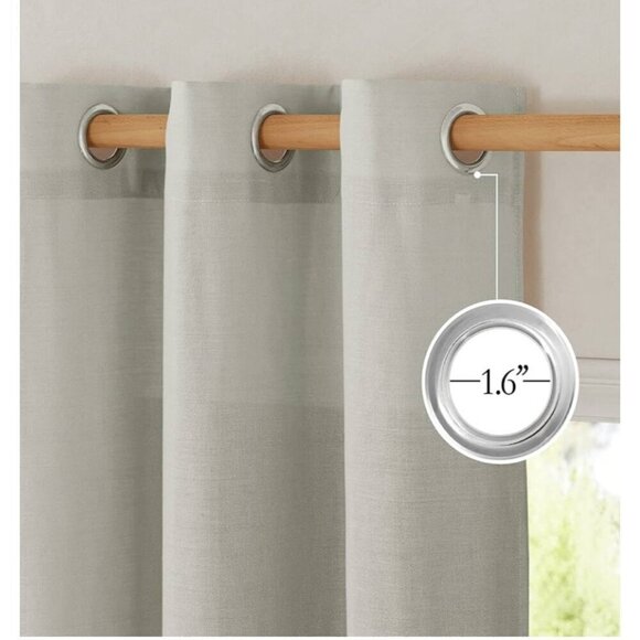 2 pc Gray Linen Curtains Privacy Light Filtering incld 2 pc Holdbacks - Picture 5 of 7